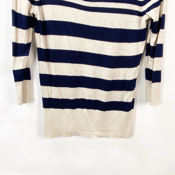 2/$30 LOFT Ann Taylor Small Womens Cream/Blue Striped  Pullover Knit Sweater - Picture 5 of 10